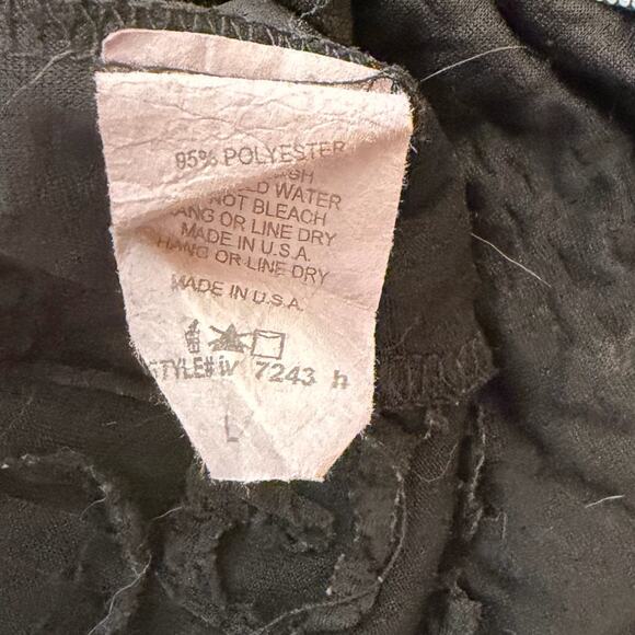 VTG Y2K In Vein Burnout Velvet Hoodie L Black Grunge Shredded Textured Indie - Picture 7 of 8